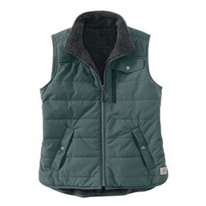 Womens Carhartt Utility Sherpa Lined Elm Green Vest Reversible Small 4/6 Fits M